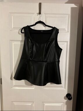 torrid Black Faux Leather Peplum Tank Top